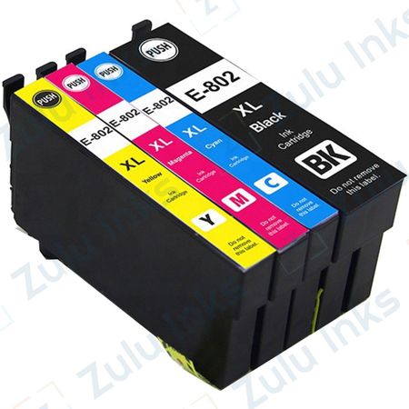 Set of 4 Compatible Epson 802XL High Yield Ink Cartridges