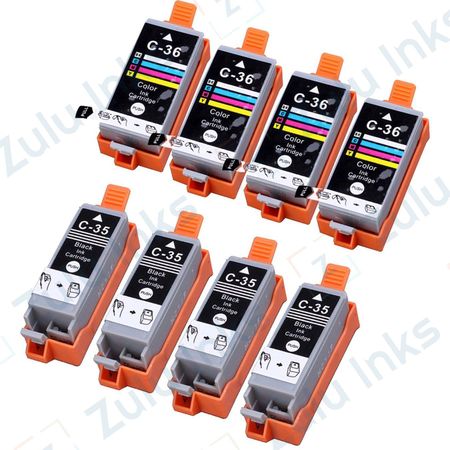 Set of 8 Compatible Canon PGI-35 & CLI-36 Ink Cartridges