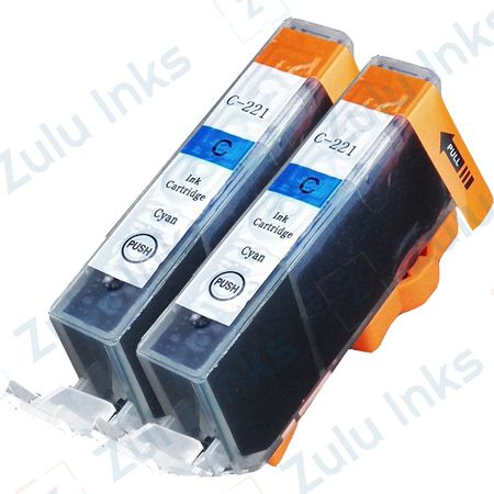 Set of 2 Compatible Canon CLI-221C Cyan Ink Cartridges (2947B001)