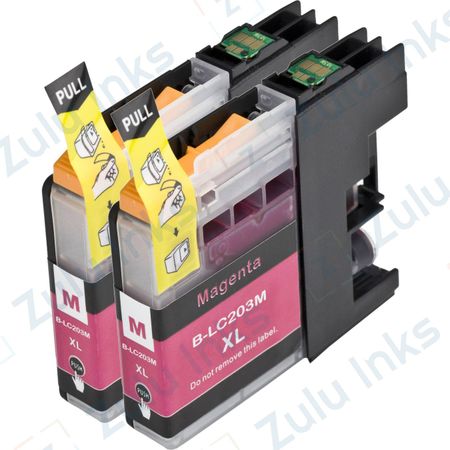 Set of 2 Compatible Brother LC-203 Magenta High Yield Ink Cartridges (Replaces LC-201)