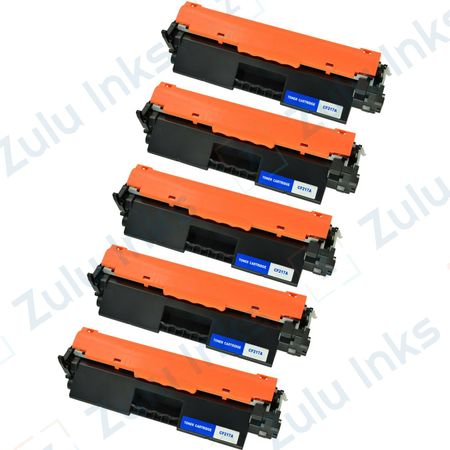 5 Pack Compatible HP 17A Black Toner Cartridges (CF217A)